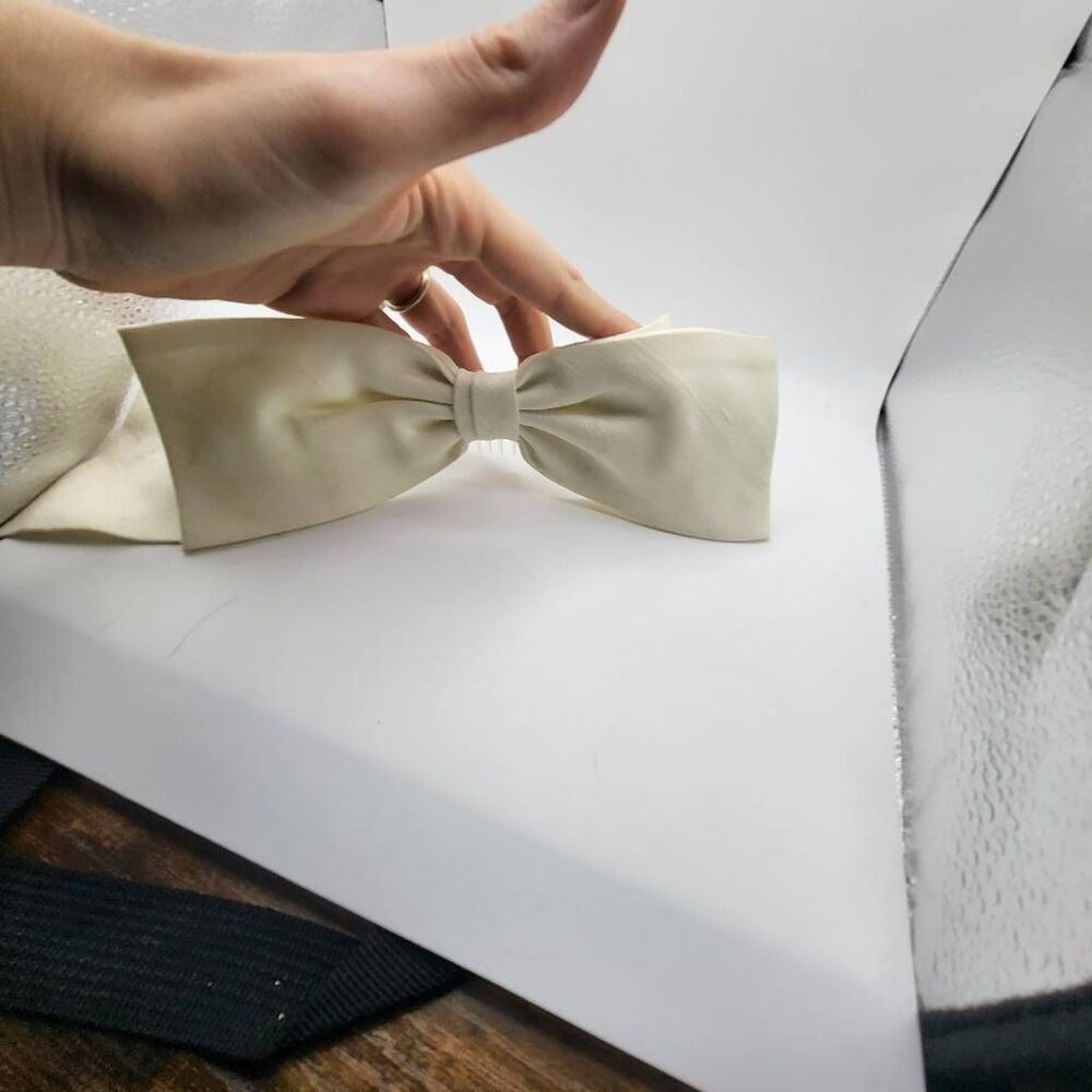 Oversized Vintage Linen Ivory Bridal Lolita Hair Bow